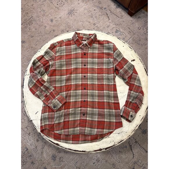 L.L. Bean Mens Traditional Fit Red Plaid Button-Down Shirt M-Reg Organic Cotton - Picture 5 of 7